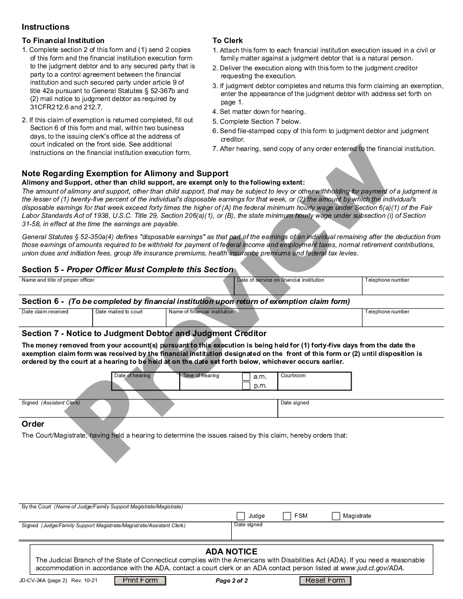 page 1 Exemption Claim Form Bank Execution preview