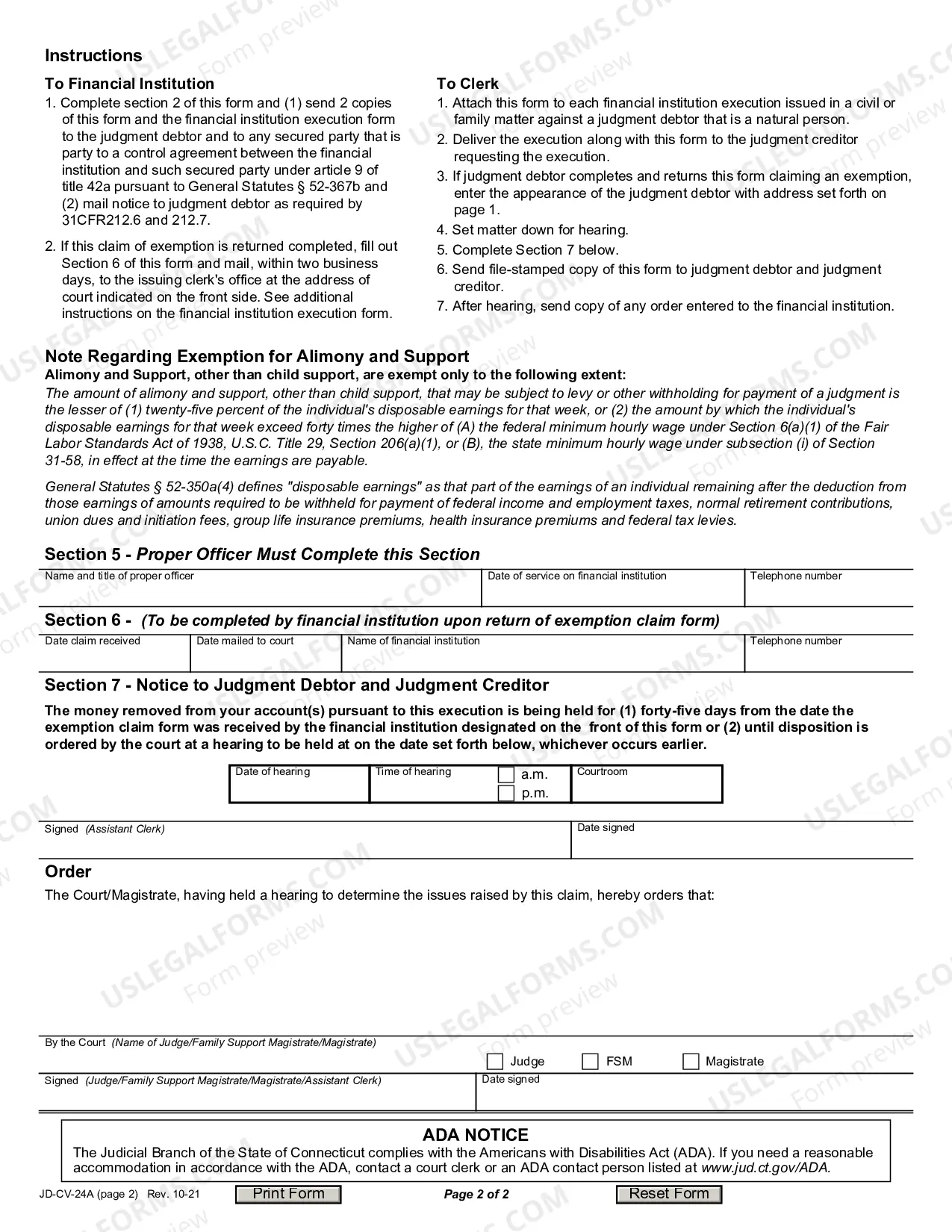 Preview Exemption Claim Form Financial Institution Execution