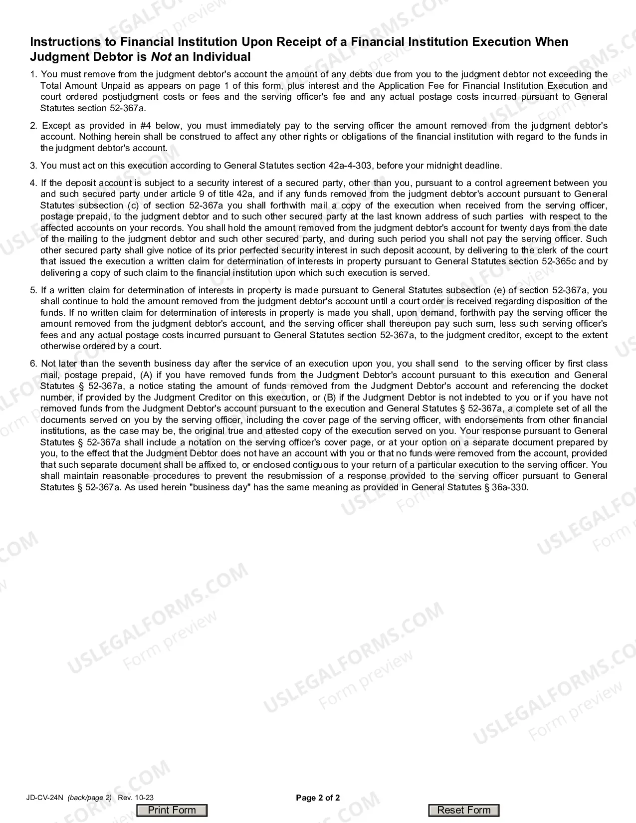 Preview Financial Institution Execution Proceedings - Judgment Debtor Who Is NOT a Natural Person, Application and Execution