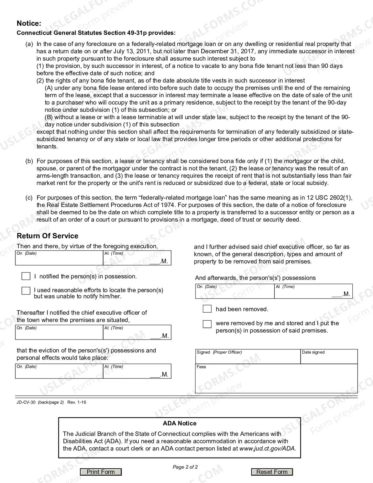 Preview Execution for Ejectment, Mortgage Foreclosure