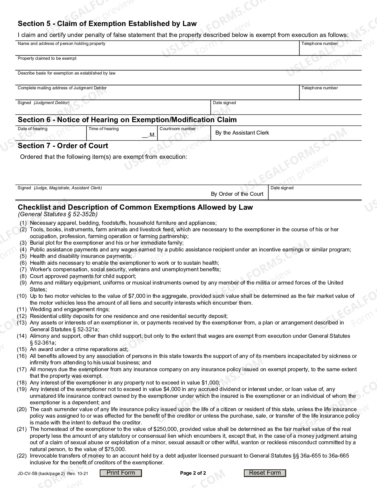 Preview Exemption Claim Form Property Execution