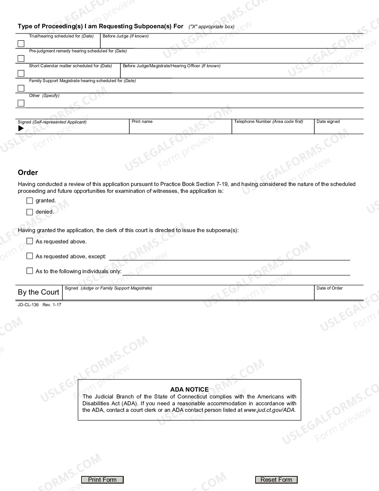 Preview Application For Issuance of Subpoena