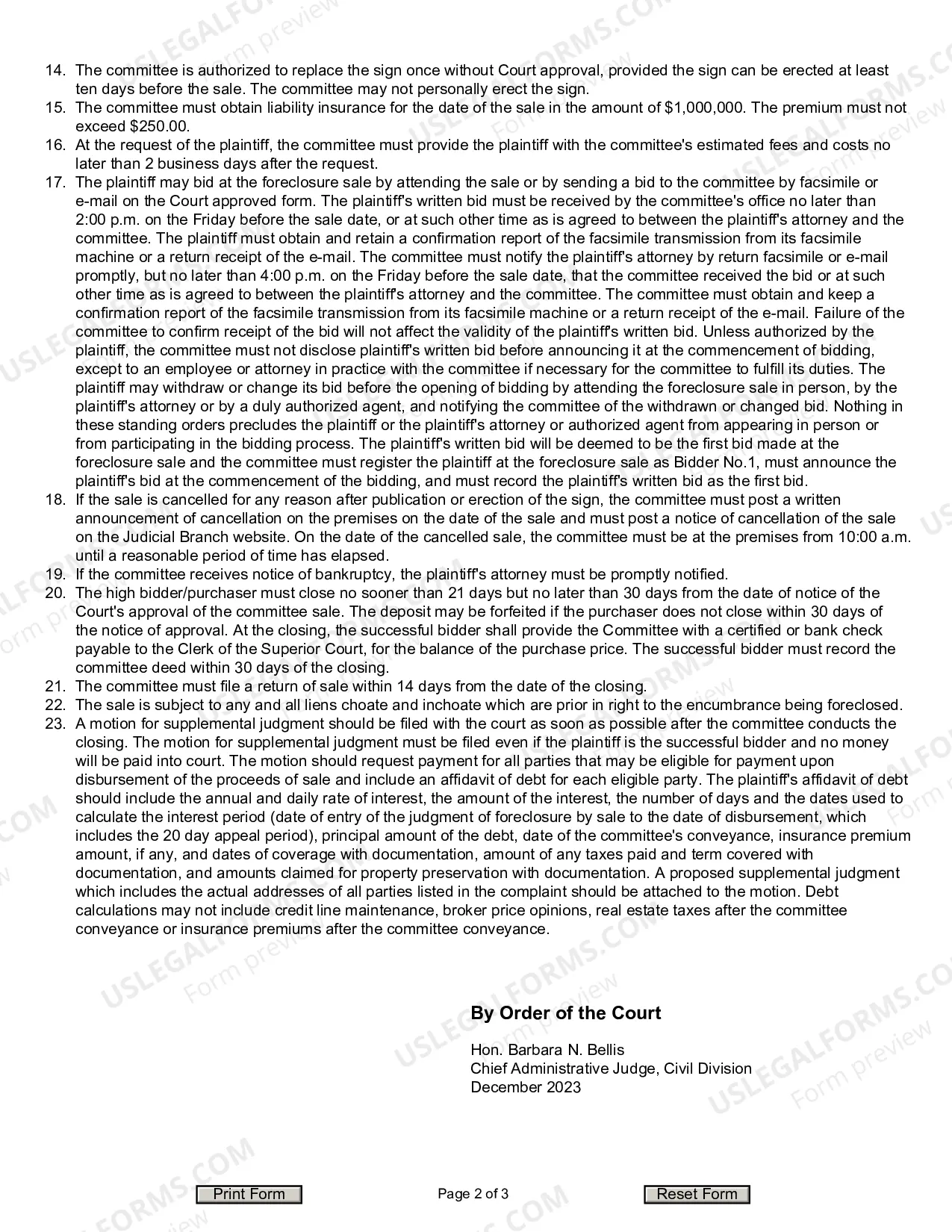 Preview Foreclosure by Sale Standing Orders