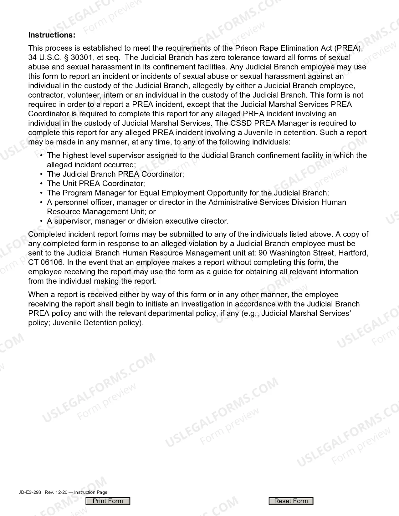 Preview Prison Rape Elimination Act (PREA) Incident Report