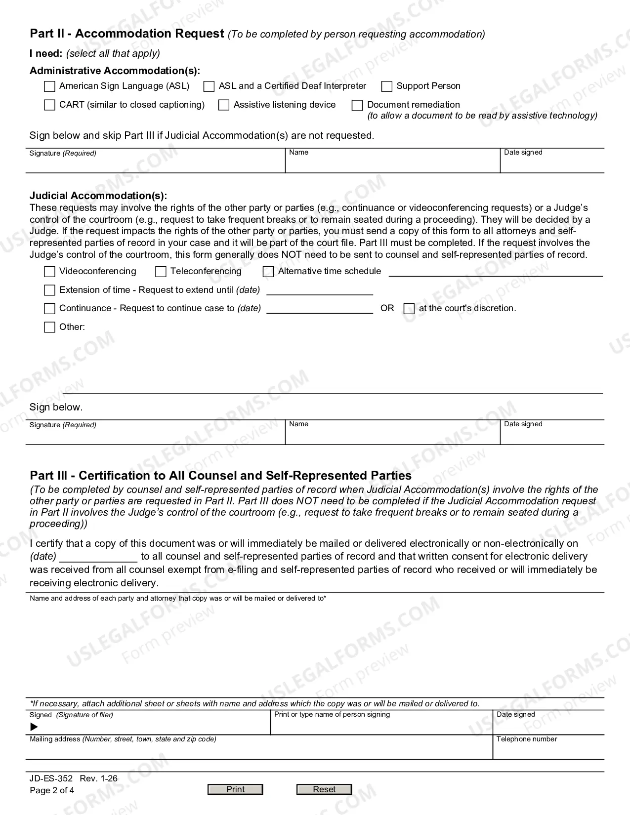 Preview ADA Request for Reasonable Accommodation