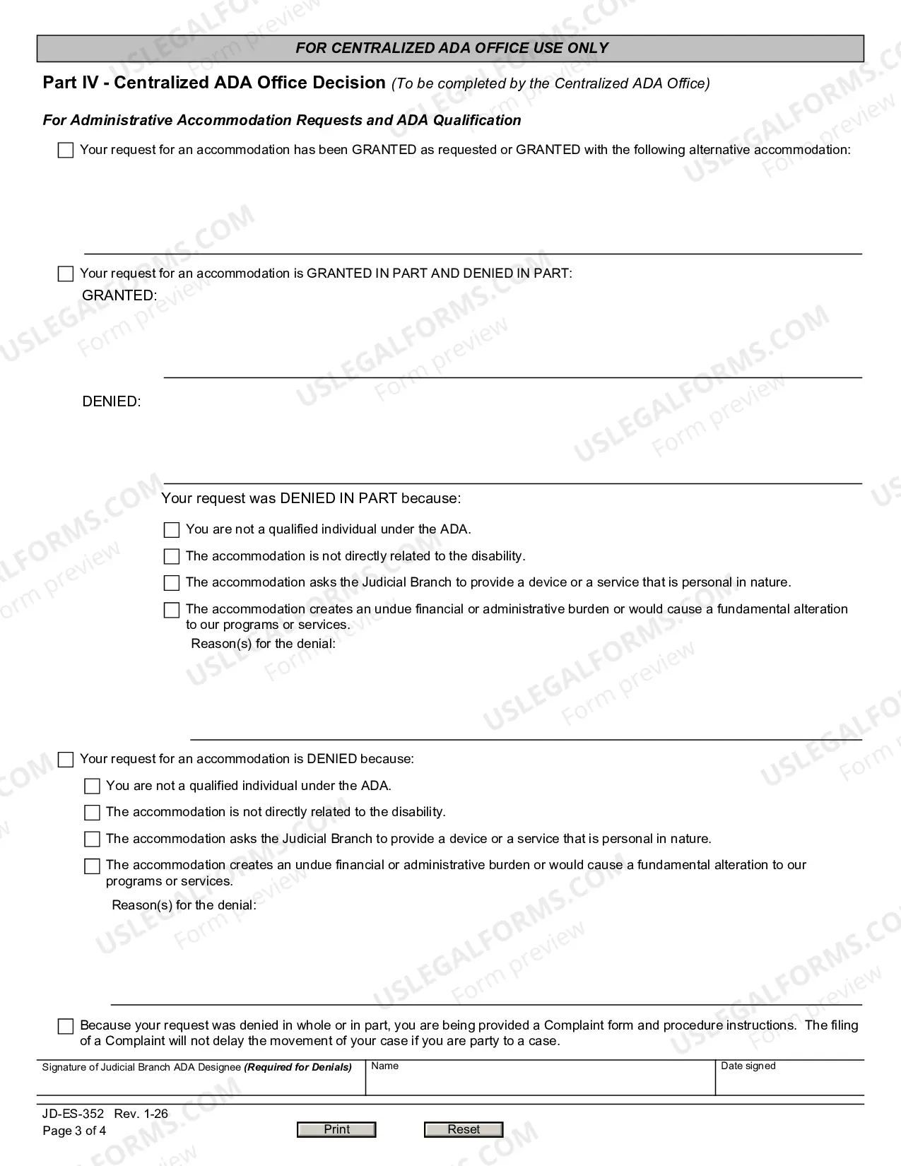 Preview ADA Request for Reasonable Accommodation