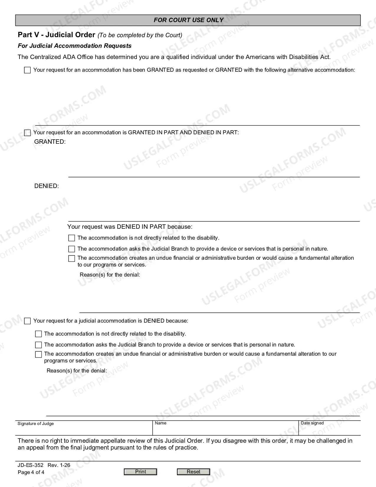 Preview ADA Request for Reasonable Accommodation