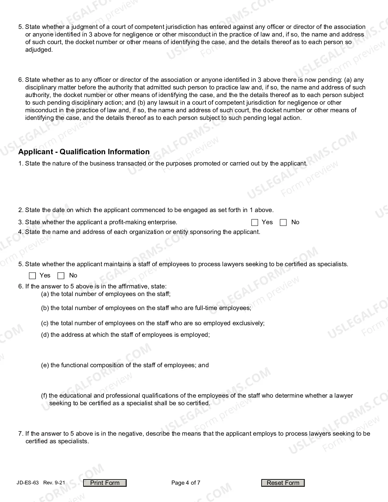 Preview Application For Authority To Certify Lawyers As Specialists