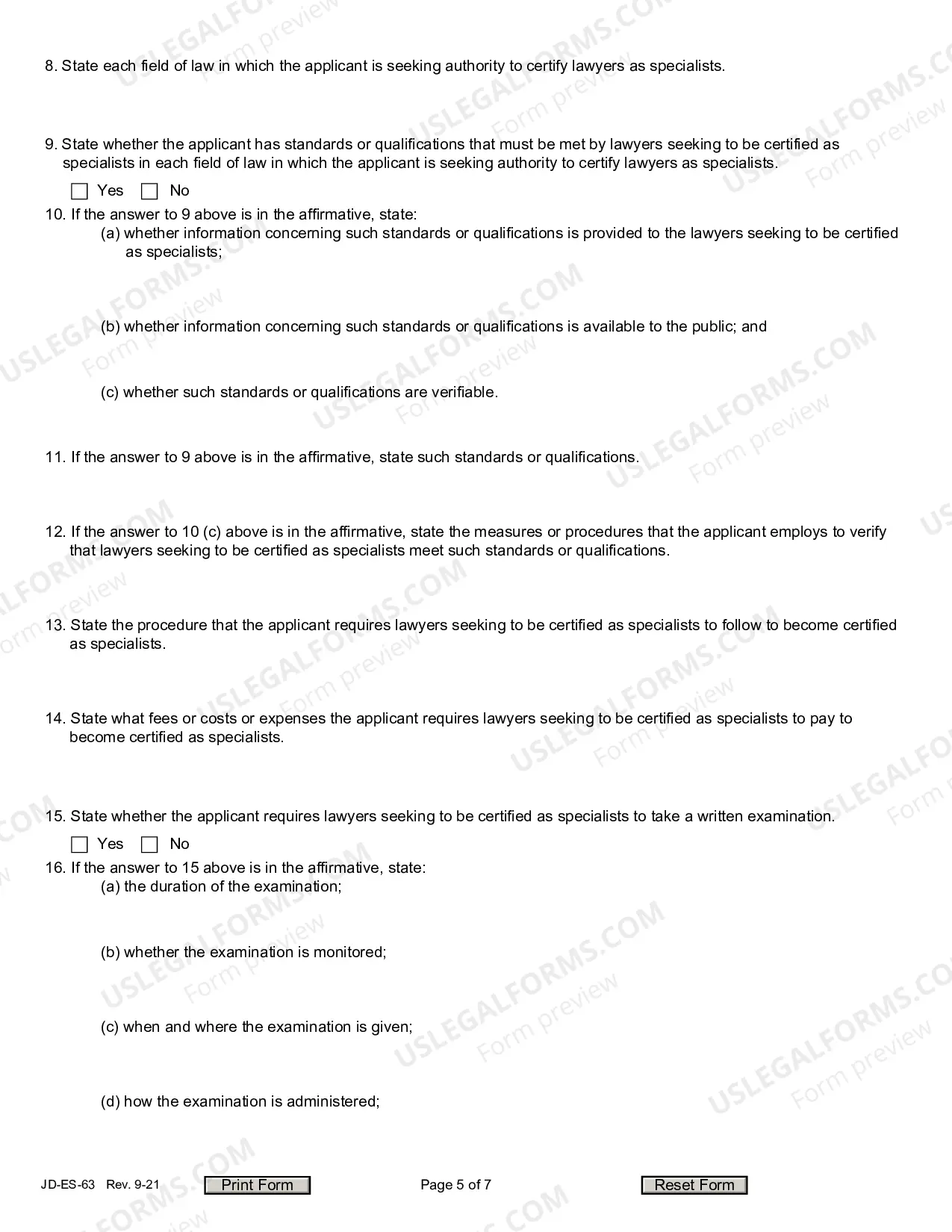 Preview Application For Authority To Certify Lawyers As Specialists