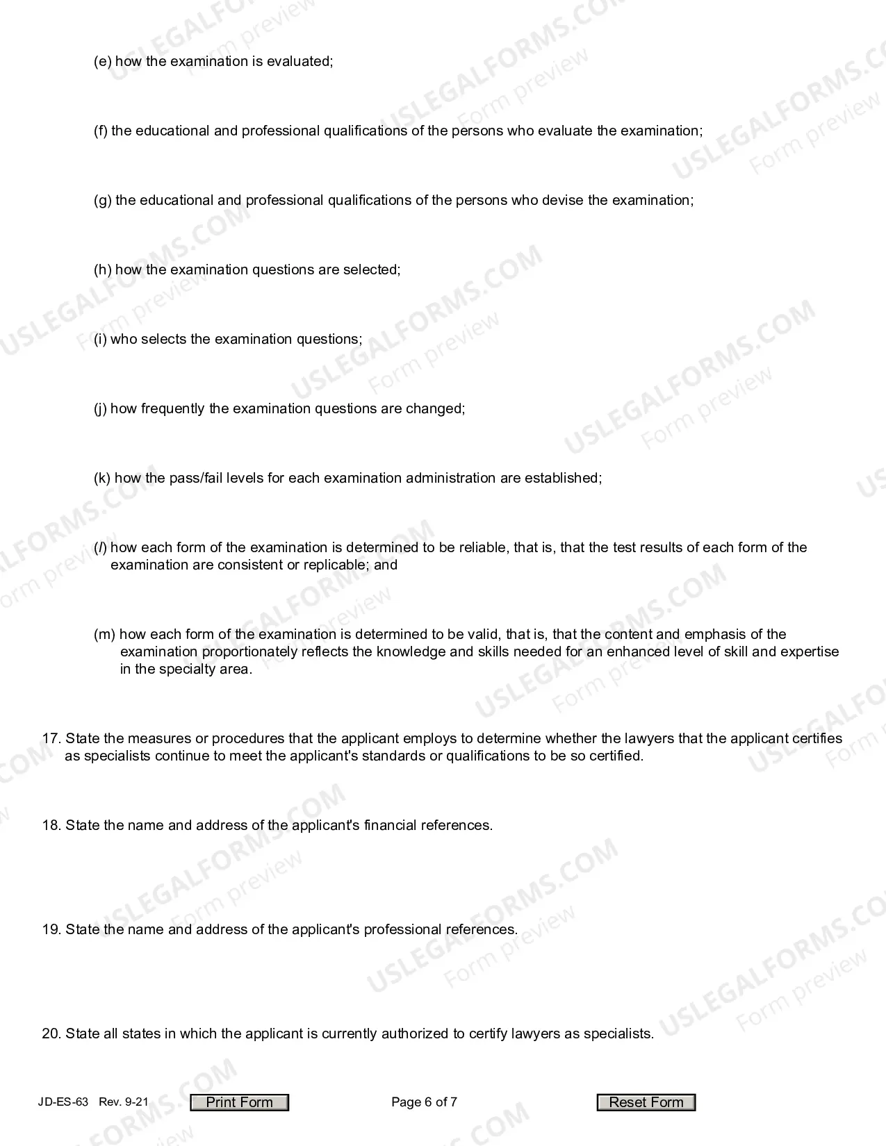 Preview Application For Authority To Certify Lawyers As Specialists