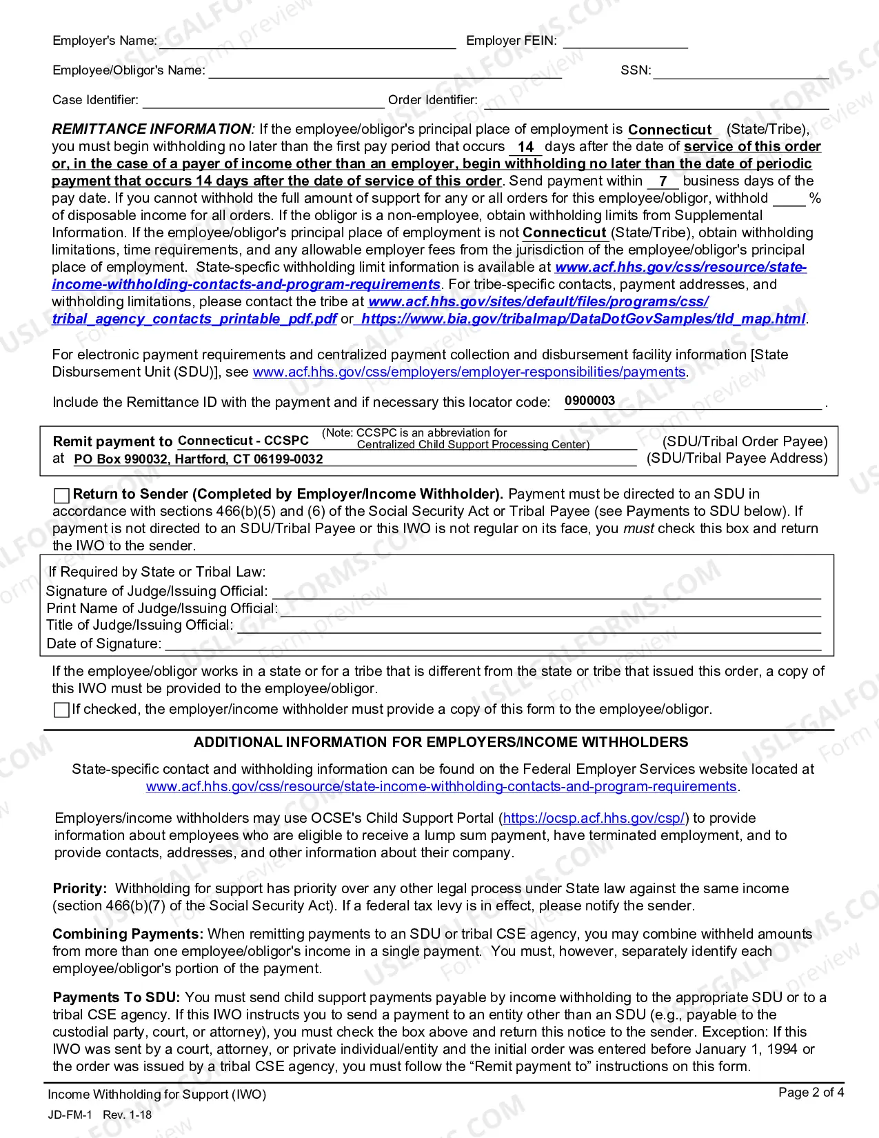 Preview Income Withholding for Support