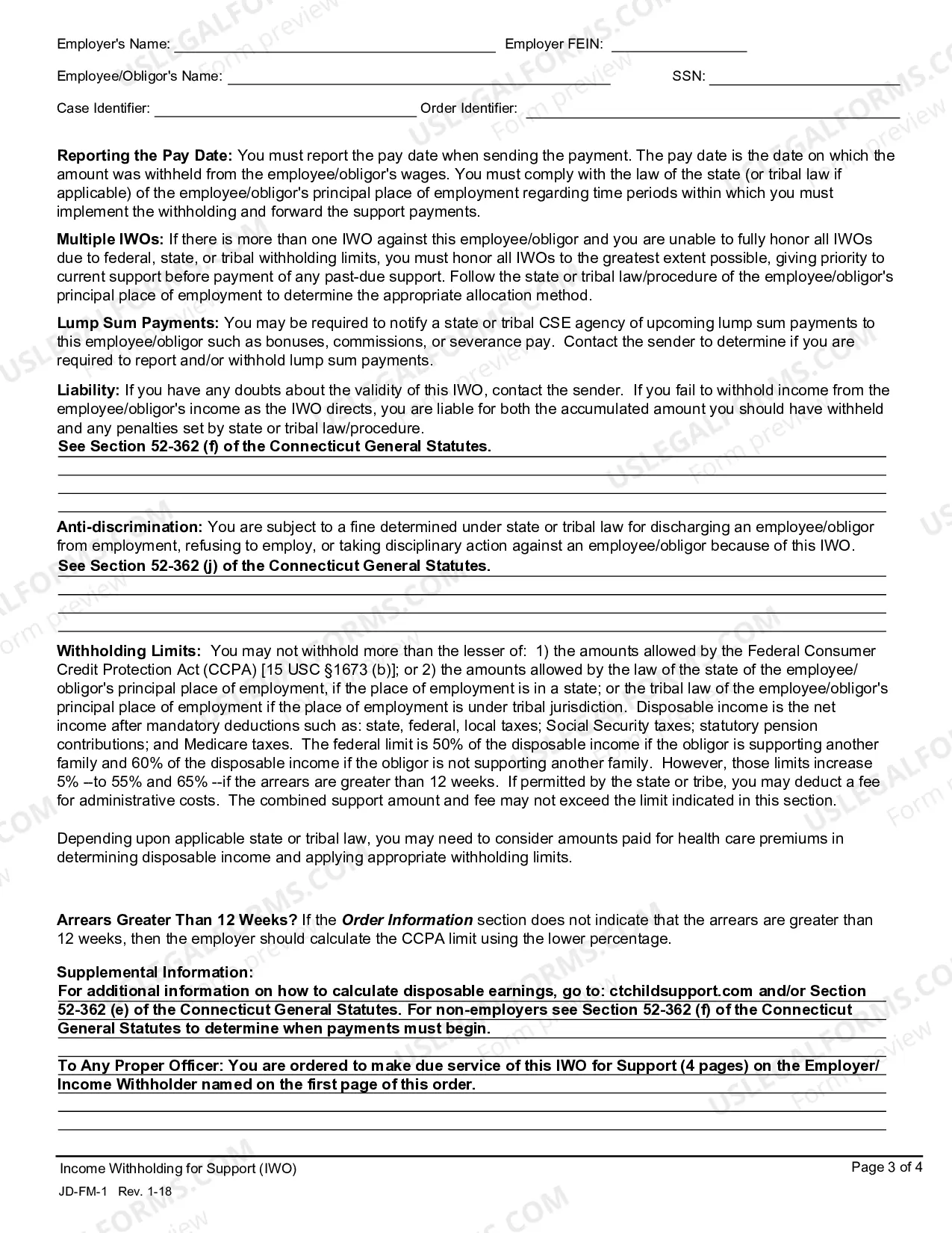 Preview Income Withholding for Support
