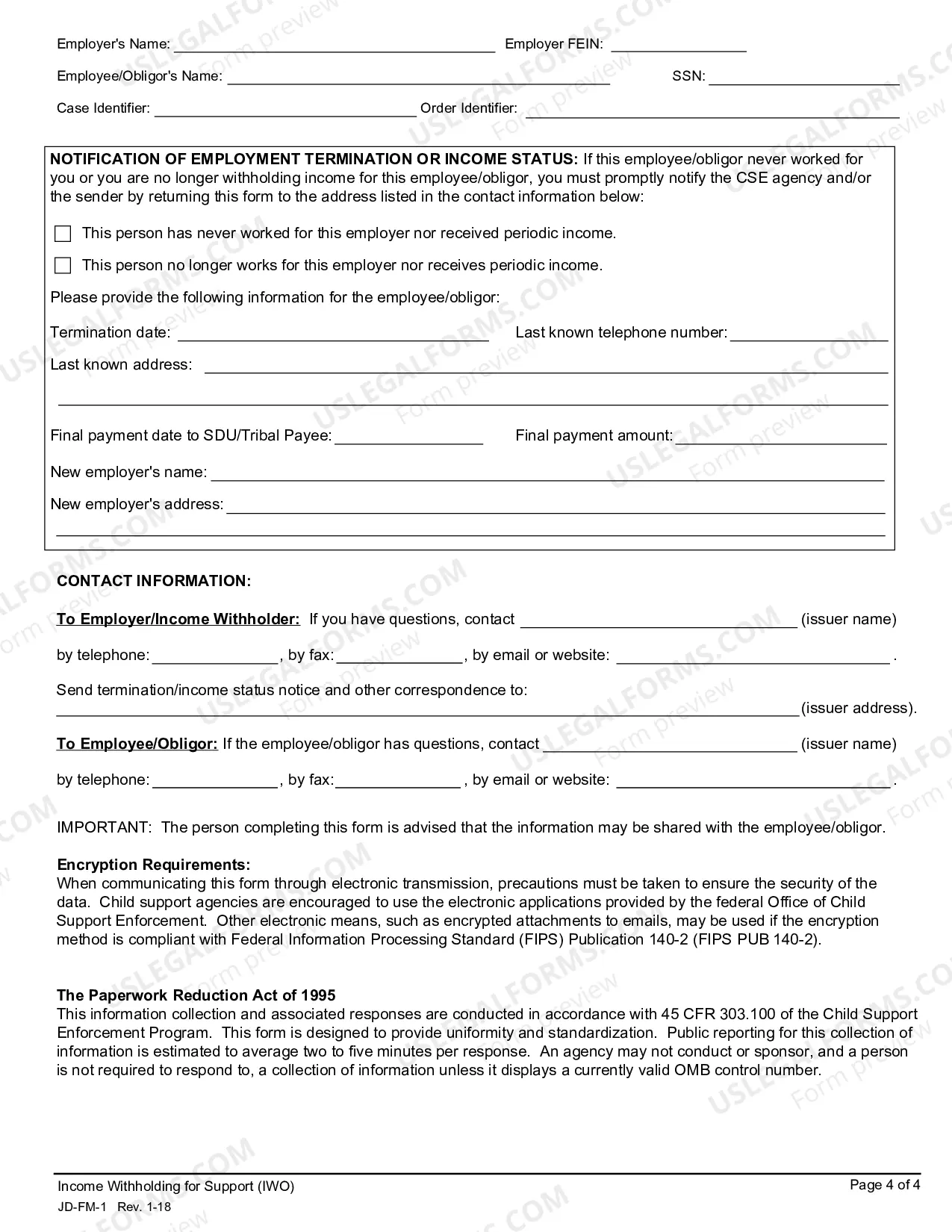 Preview Income Withholding for Support