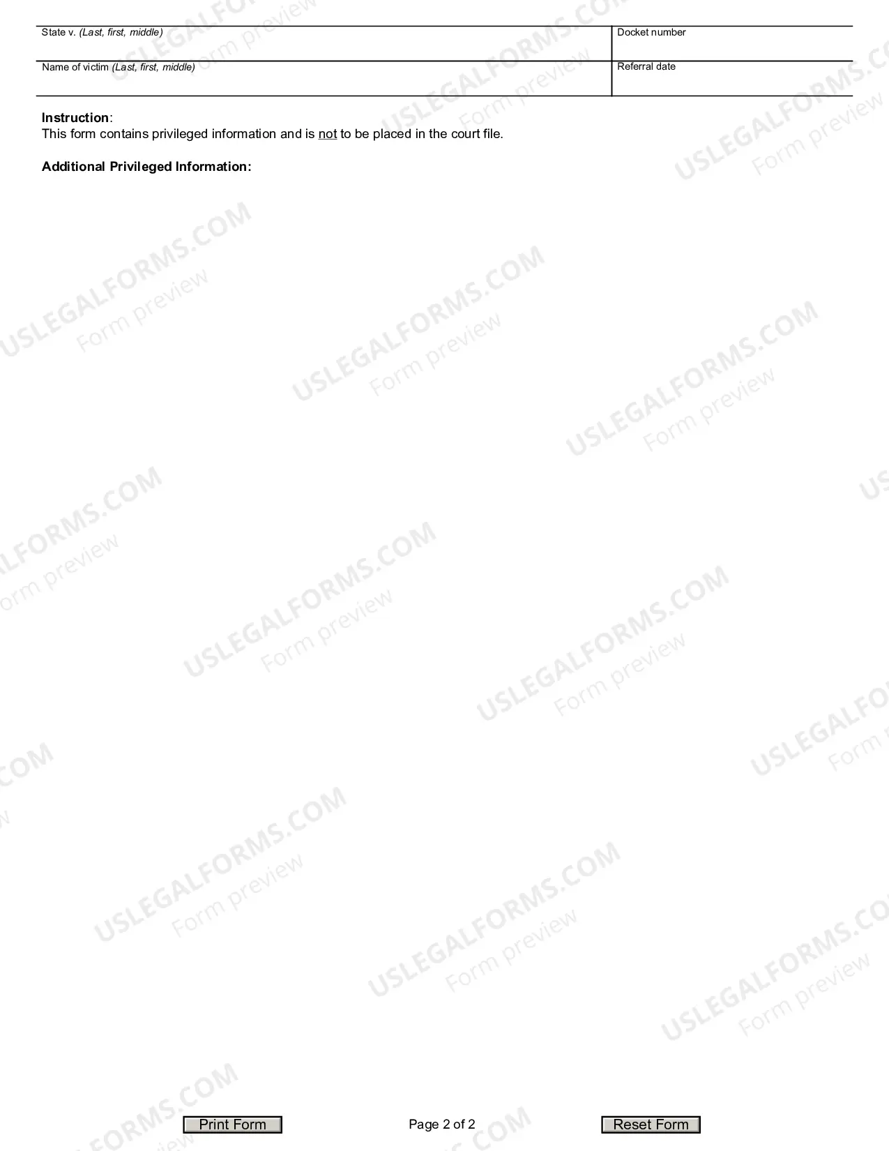 Preview Individual Case Report, Family Violence, Victim Advocate