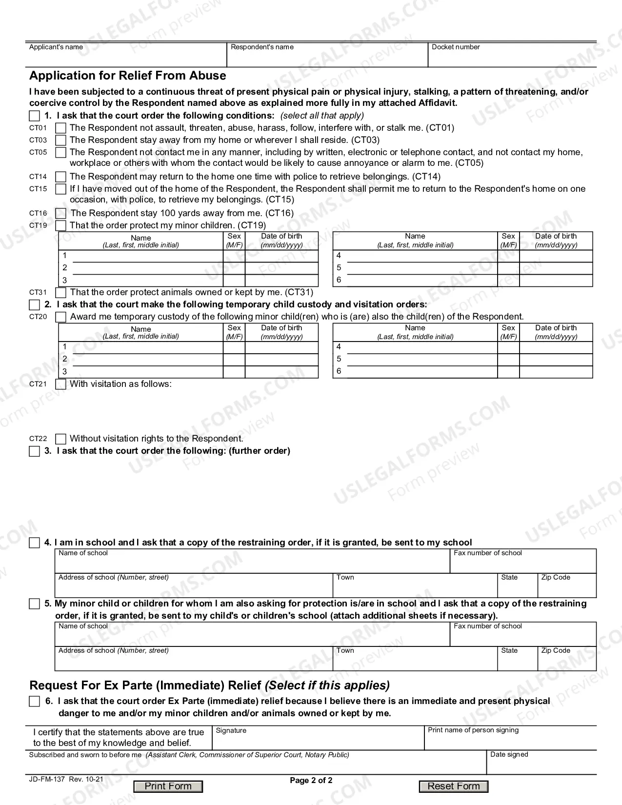 Preview Application For Relief From Abuse