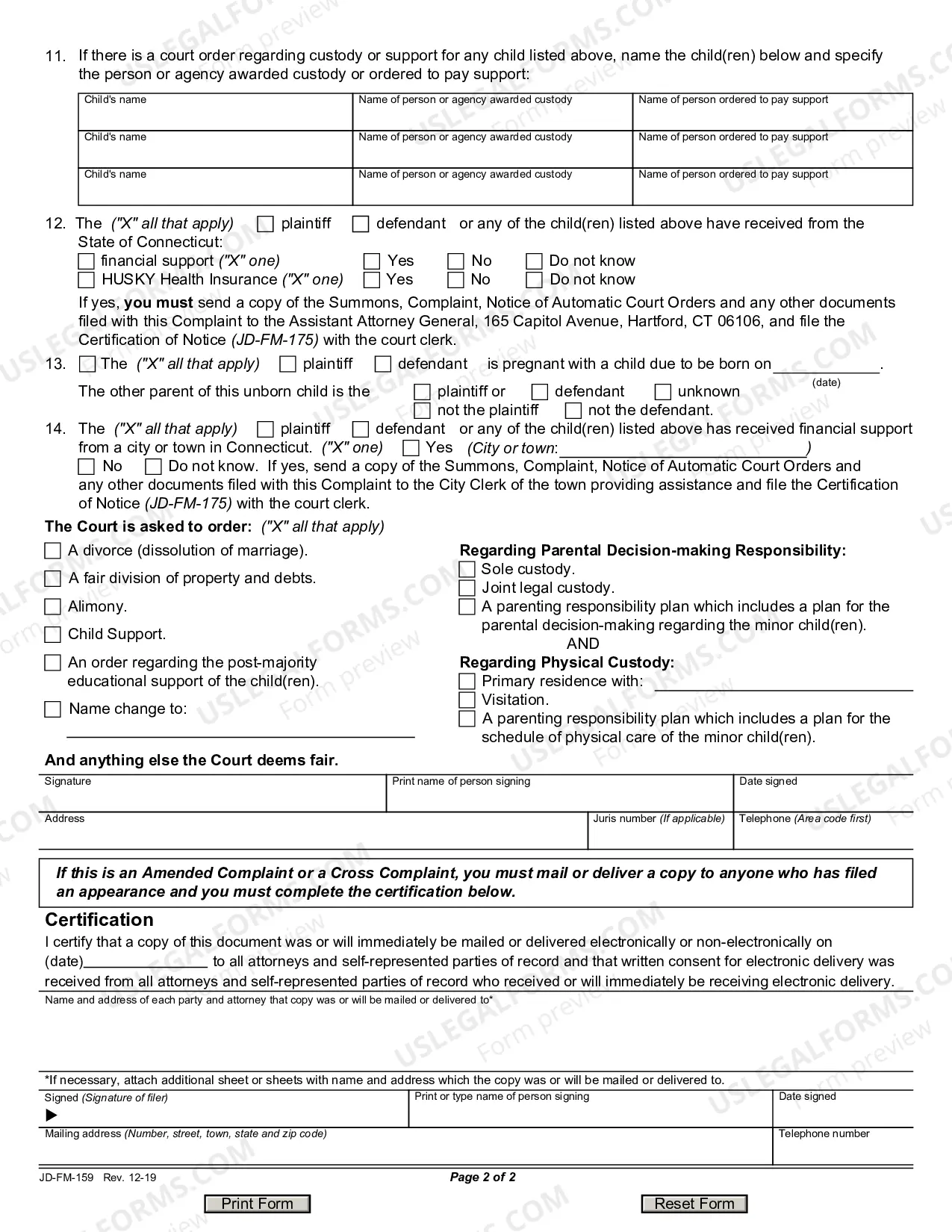 Preview Divorce Complaint (Dissolution of Marriage)