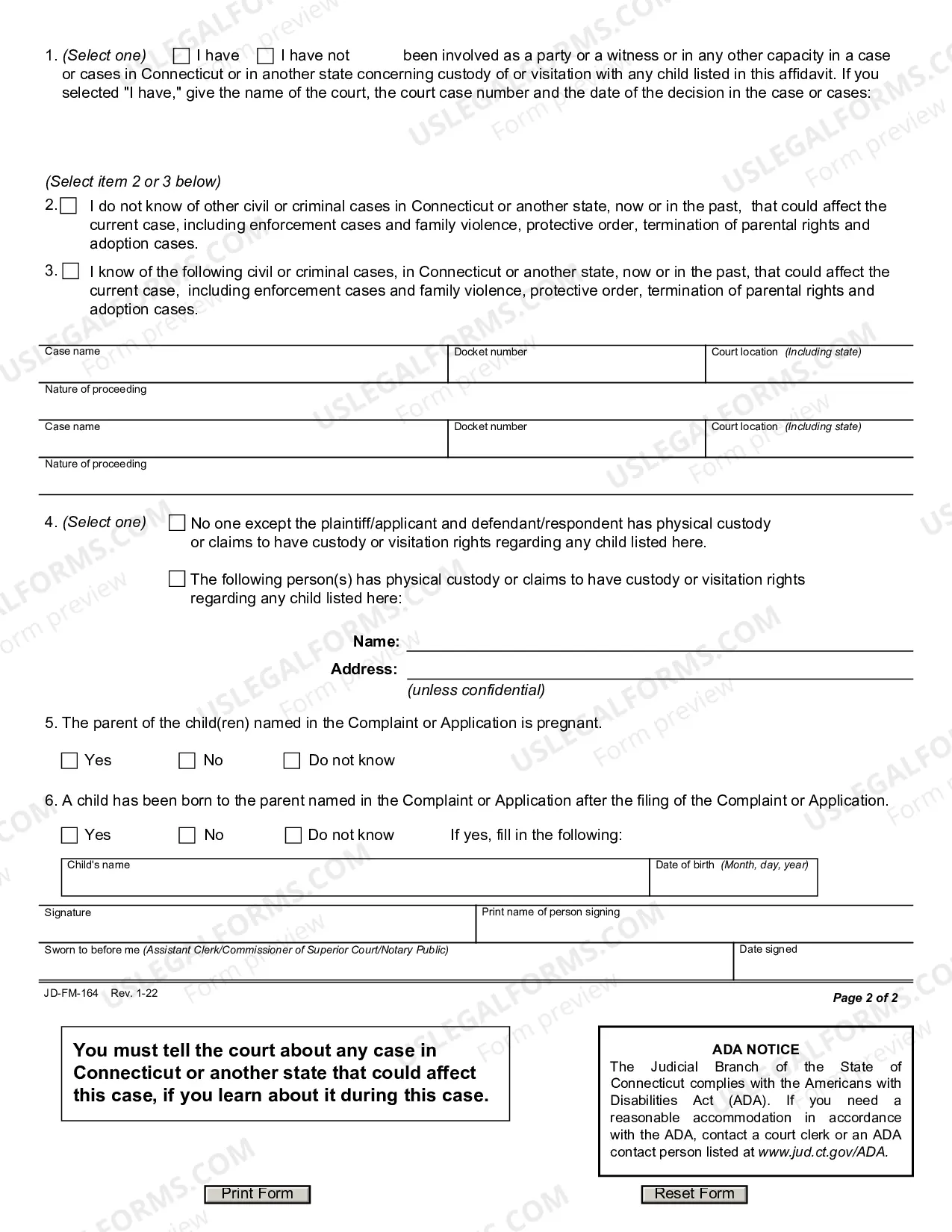 Preview Affidavit Concerning Children