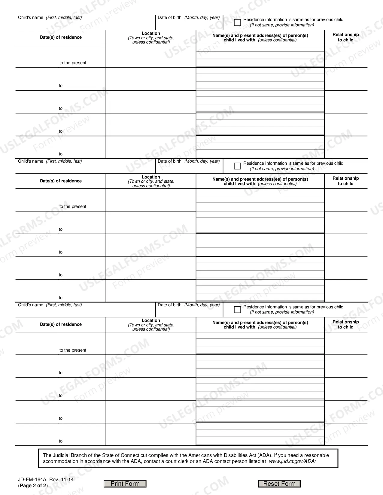 Preview Addendum to Affidavit Concerning Children