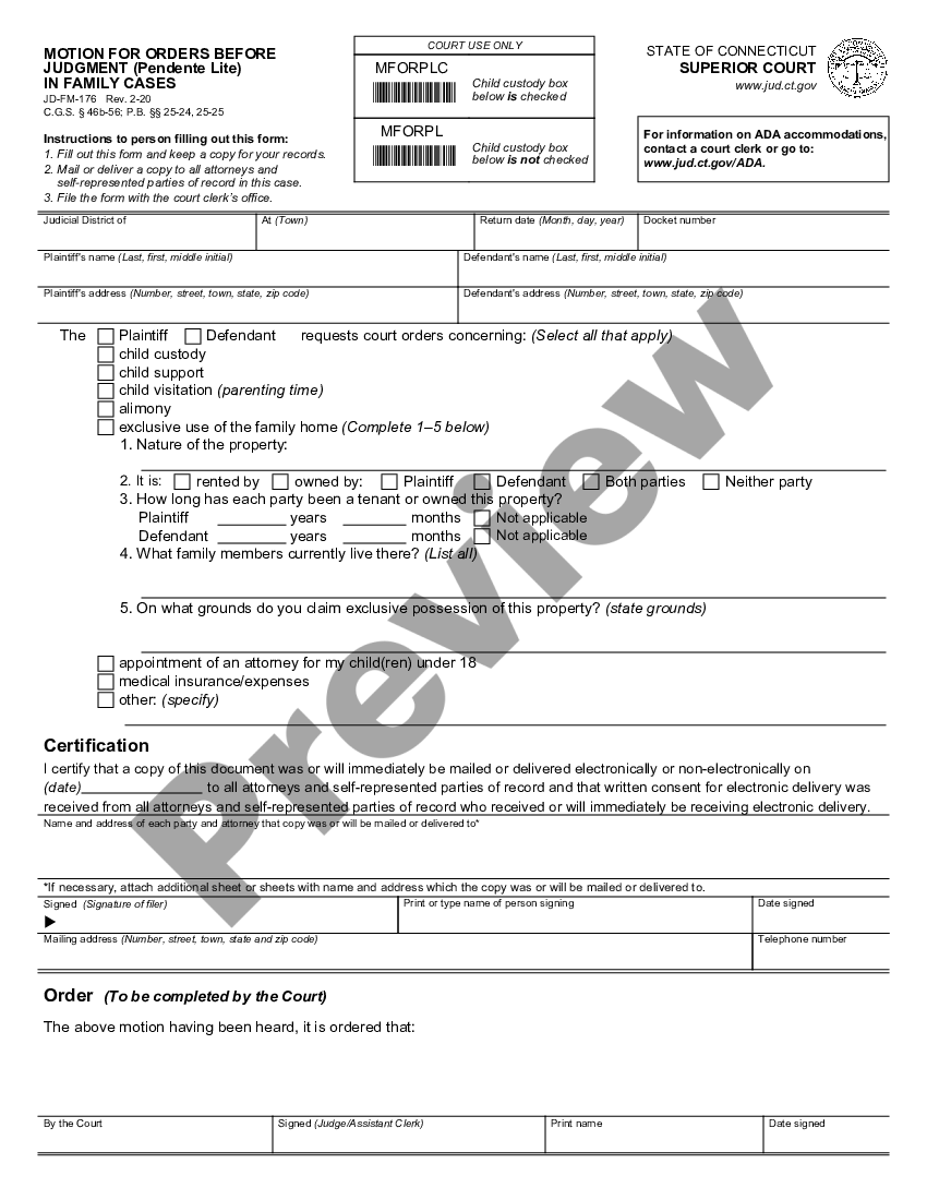 Motion For Pendente Lite Orders Including Custody US Legal Forms