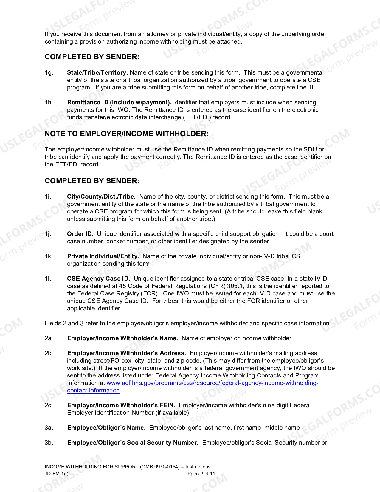 Preview Instructions to Complete the Income Withholding for Support