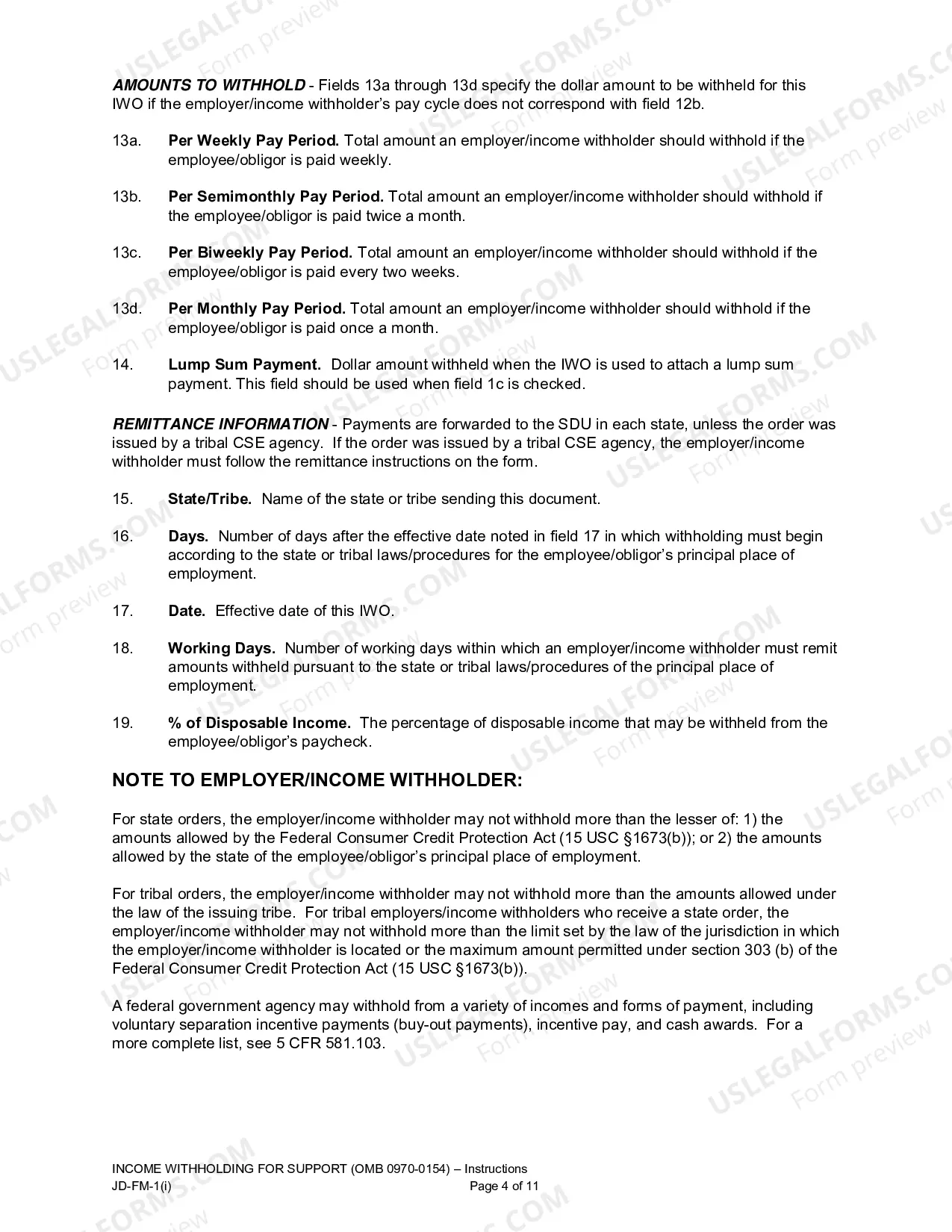 Preview Instructions to Complete the Income Withholding for Support