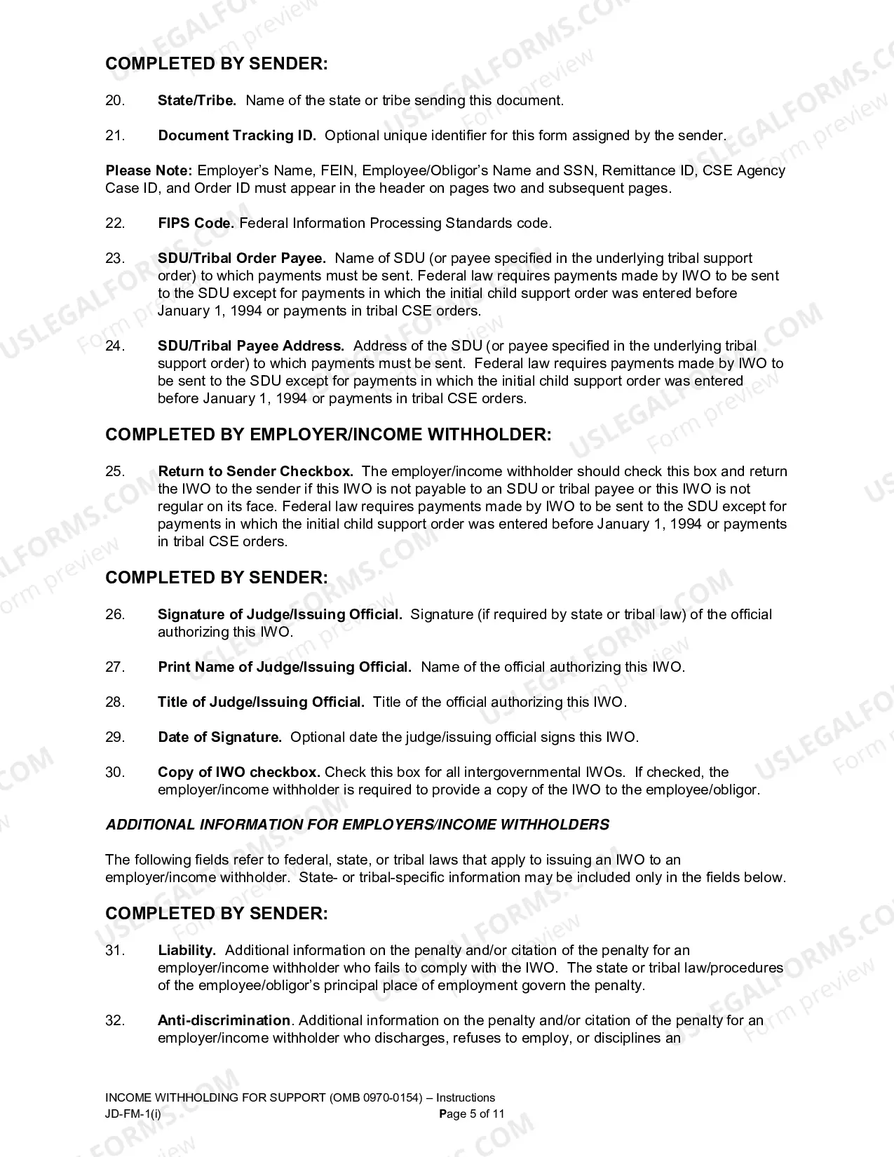 Preview Instructions to Complete the Income Withholding for Support