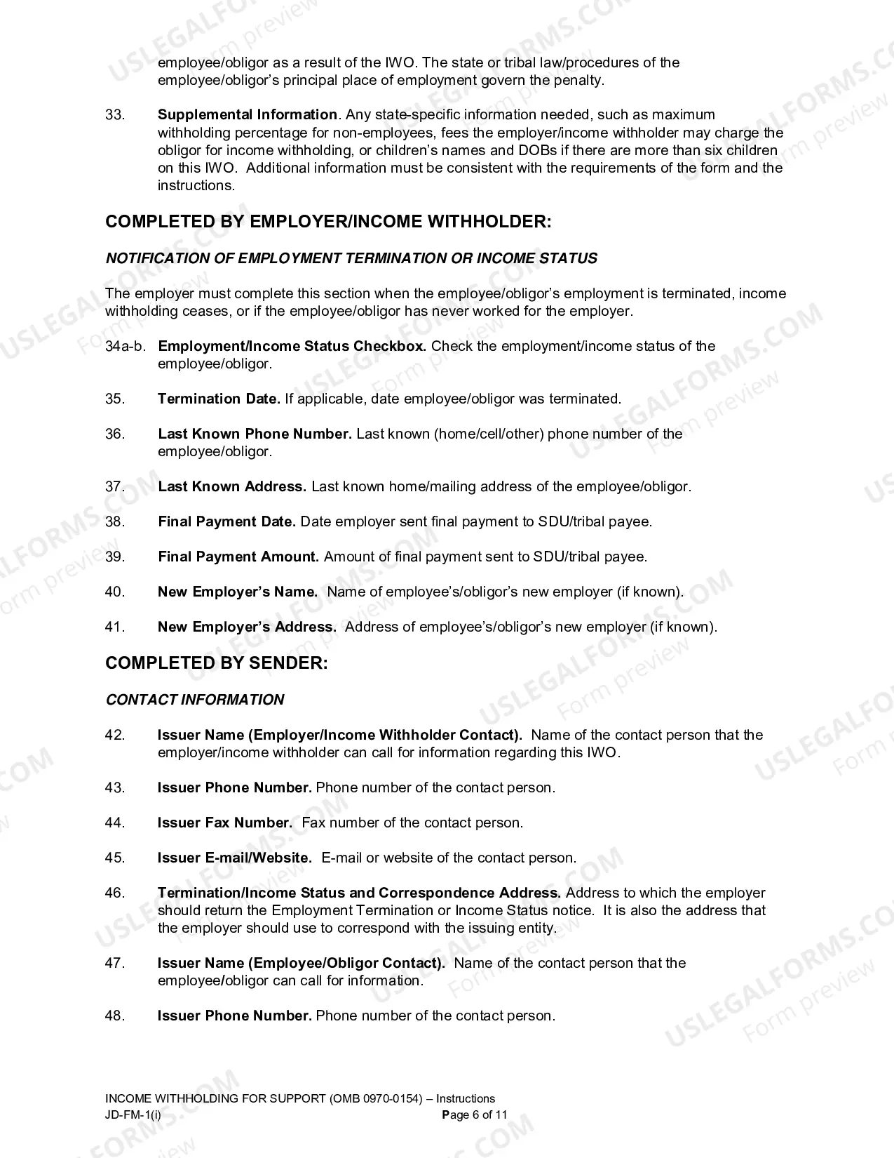 Preview Instructions to Complete the Income Withholding for Support