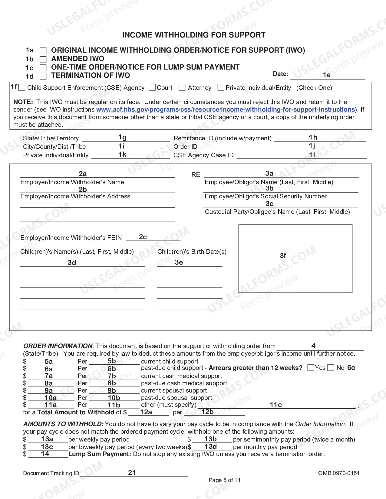 Preview Instructions to Complete the Income Withholding for Support