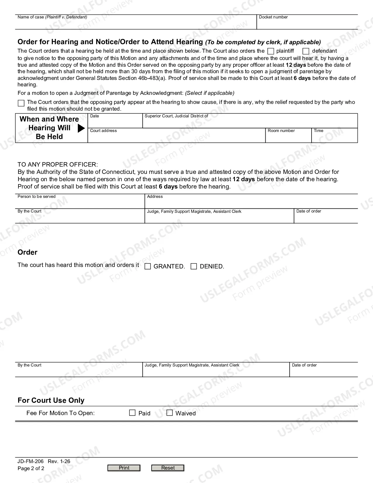 Preview Motion to Open Judgment (Family Matters)