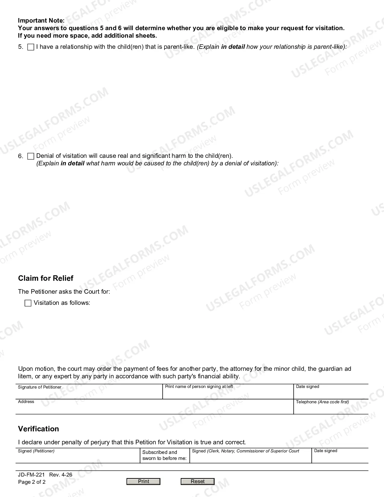 Preview Verified Petition for Visitation - Grandparents & Third Parties