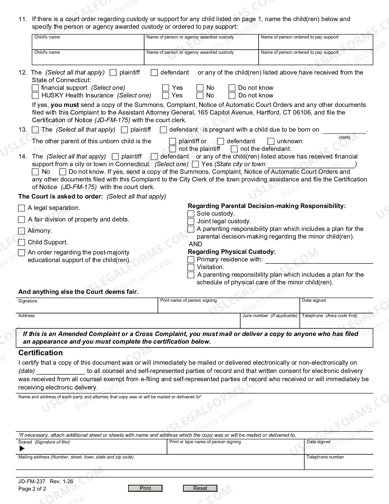 Preview Legal Separation Complaint