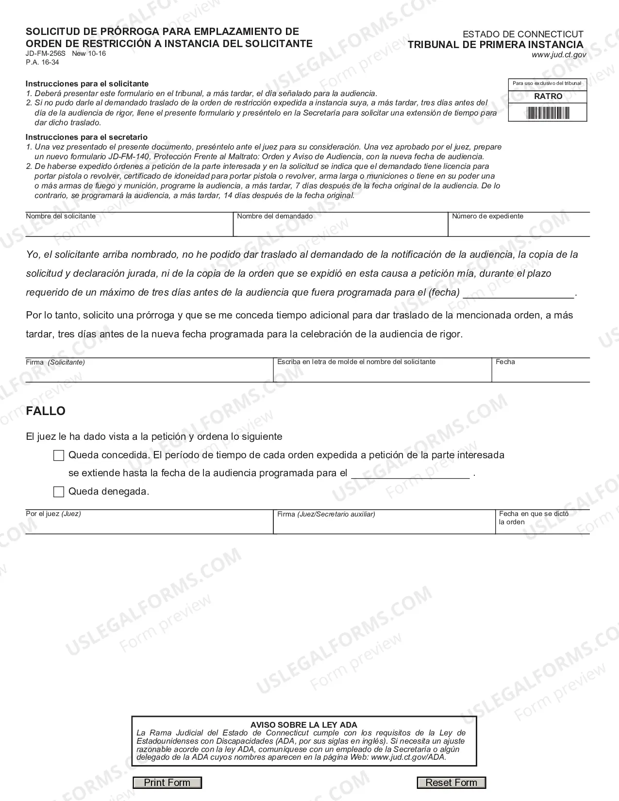 Preview Request for Additional Time for Service of Ex Parte Restraining Order