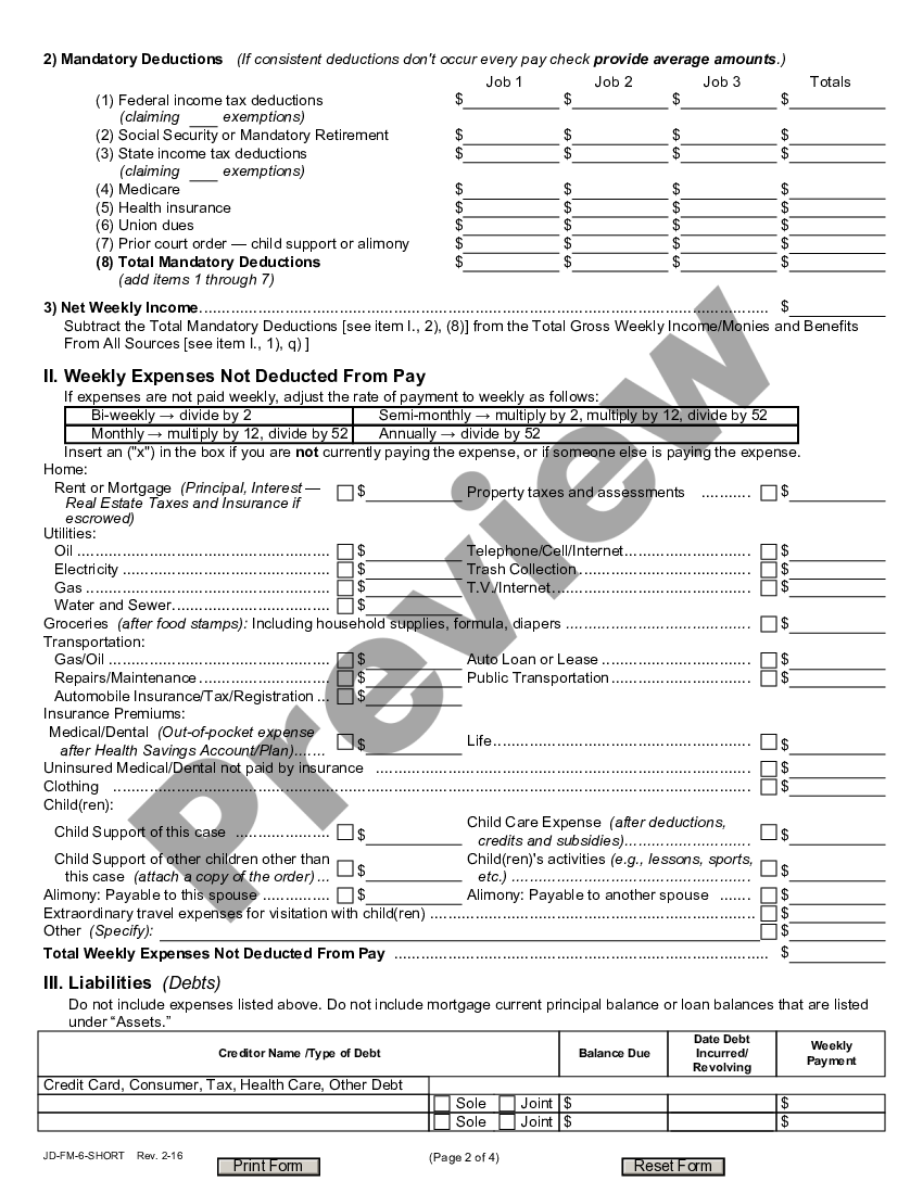 Connecticut Financial Affidavit - Ct Financial Affidavit Long Form | US ...