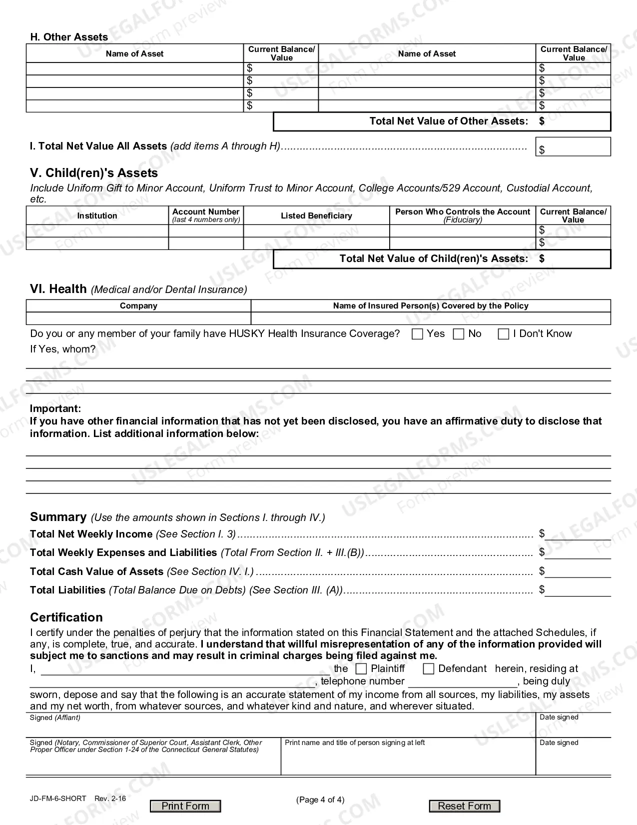 Preview Financial Affidavit