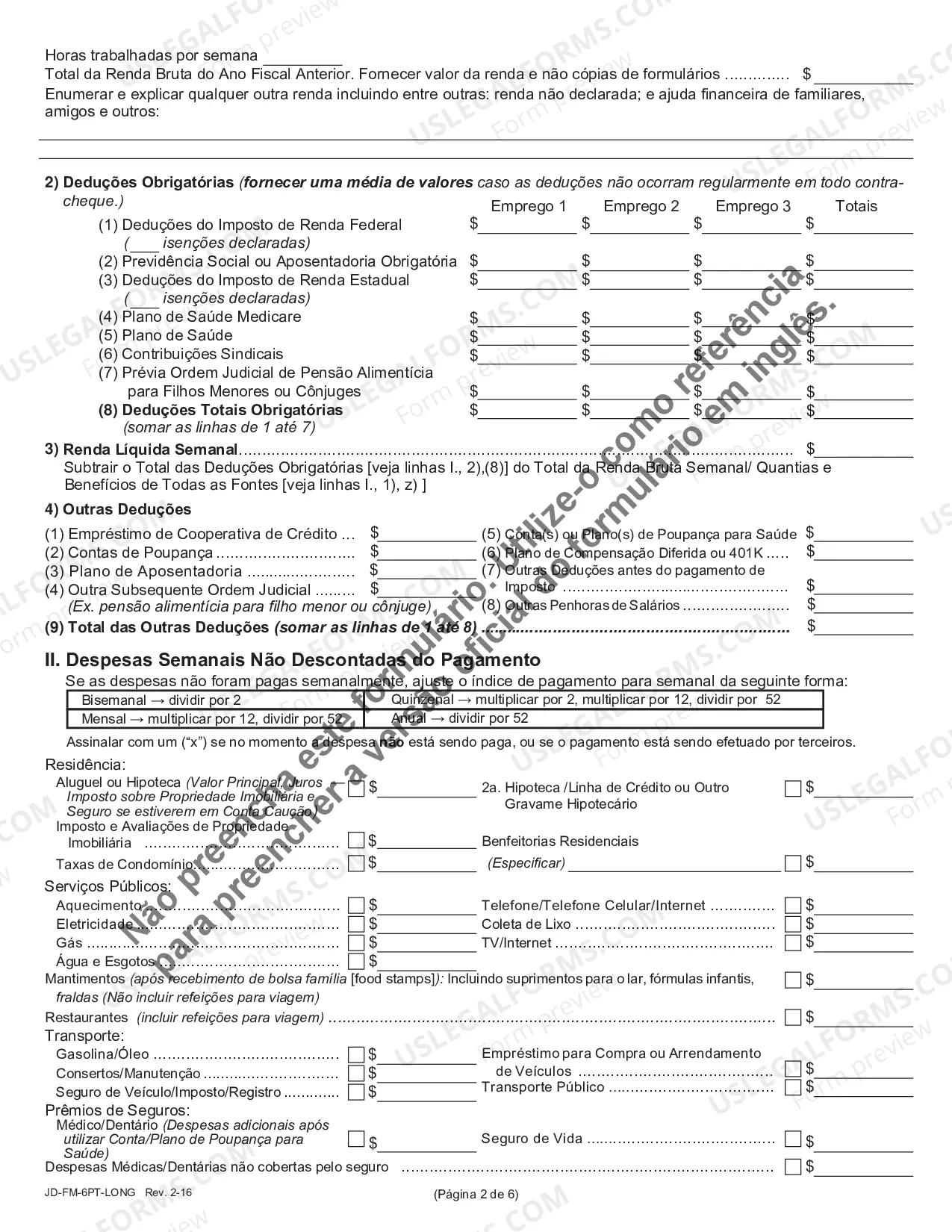 Preview Financial Affidavit (Long Version) - Portuguese