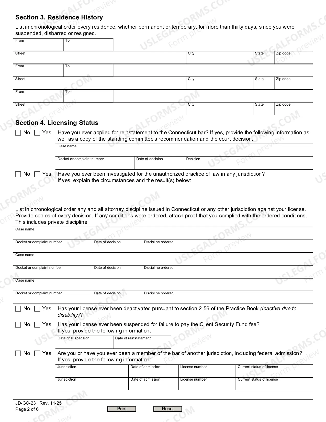 Preview Application For Reinstatement