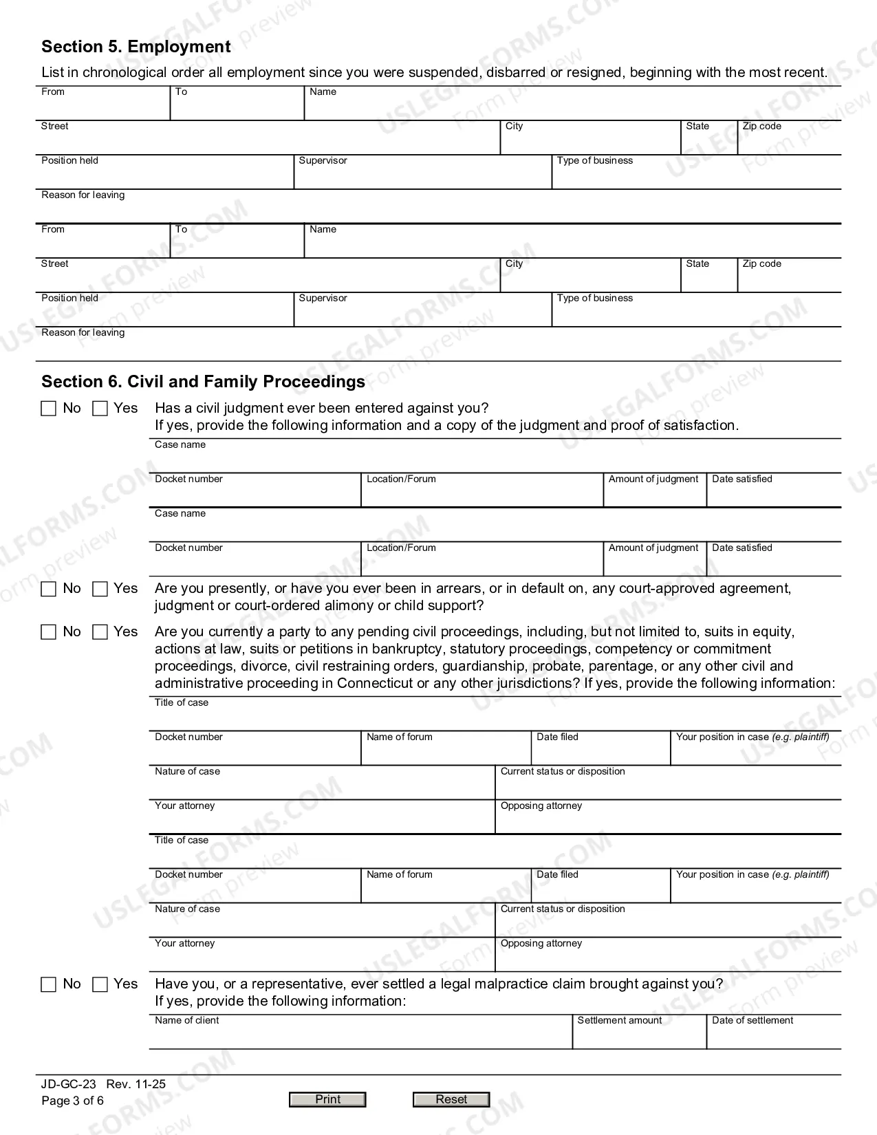 Preview Application For Reinstatement