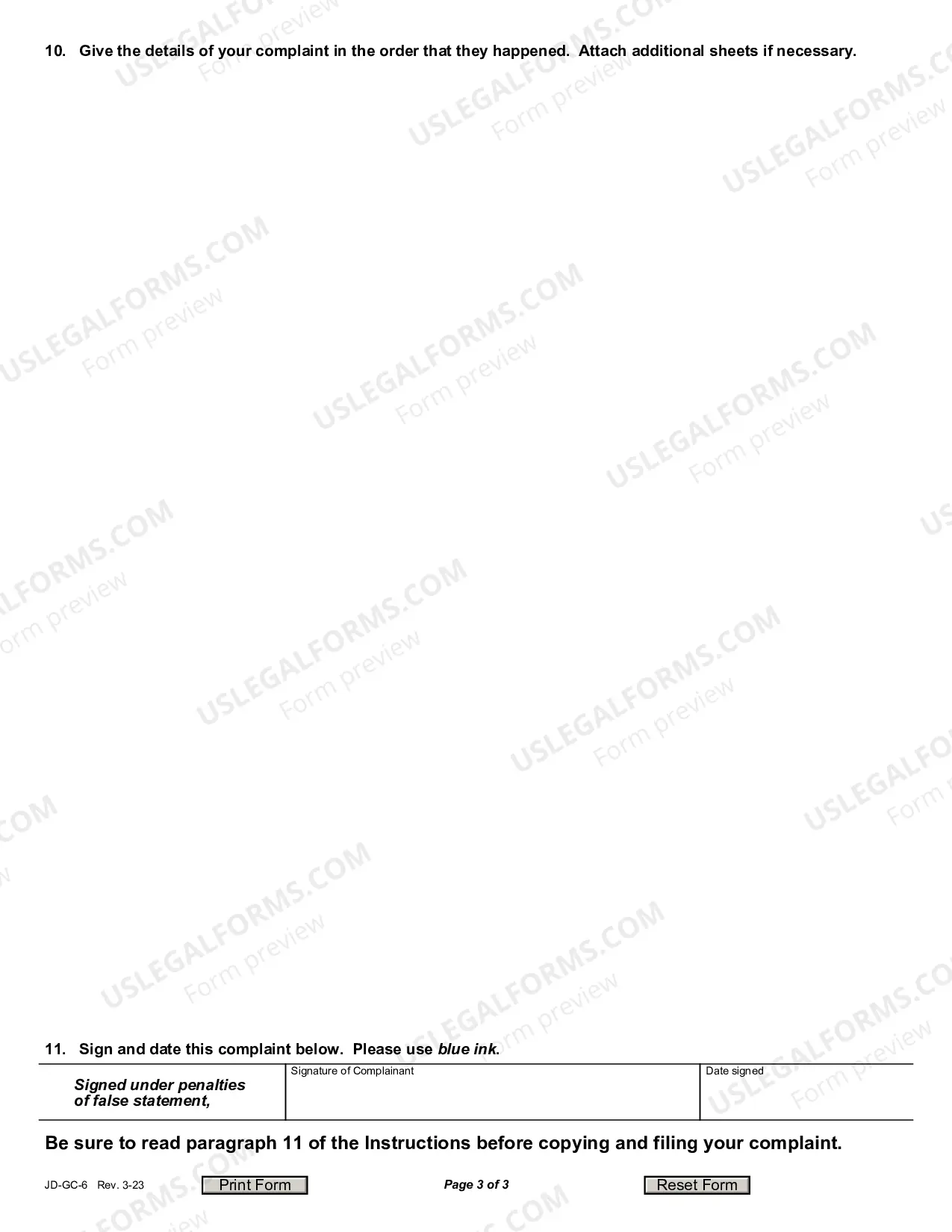 Preview Complaint Against Attorney (Grievance Complaint) and Instructions