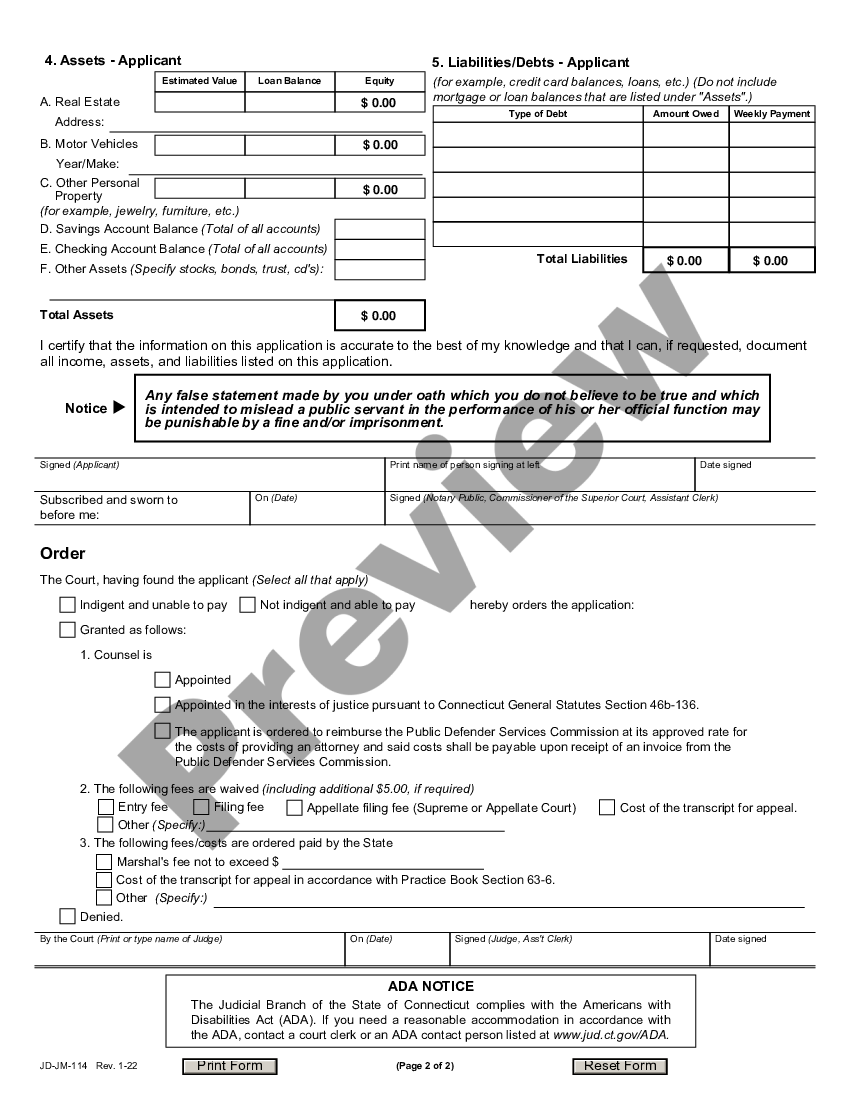 page 1 Application for Appointment of Counsel - Financial Affidavit preview