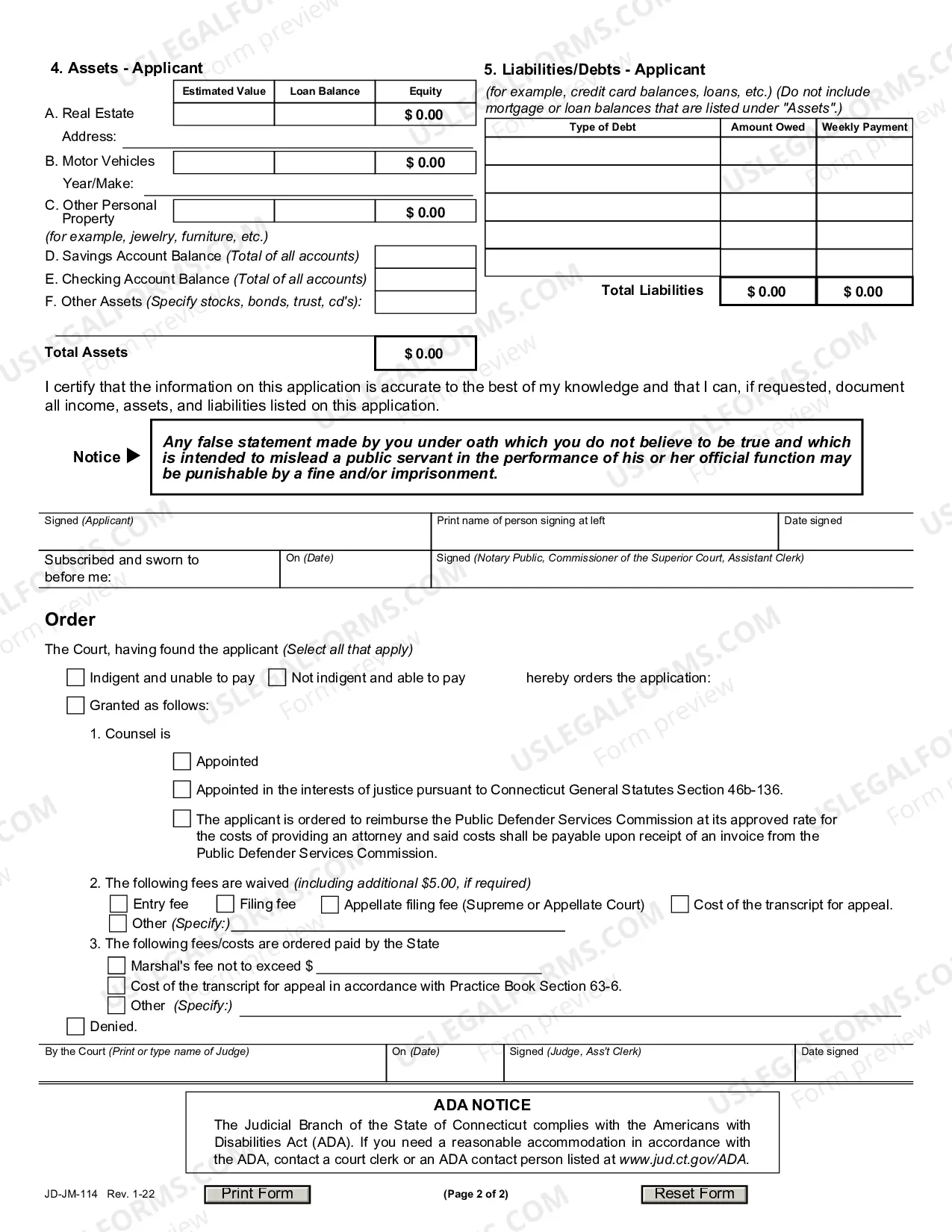 Preview Application For Appointment of Counsel/Waiver of Fees, Juvenile