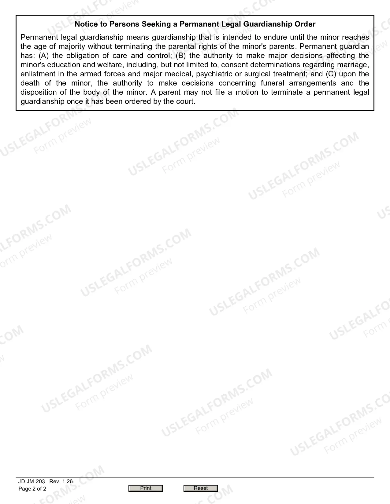 Preview Motion Permanent Legal Guardianship