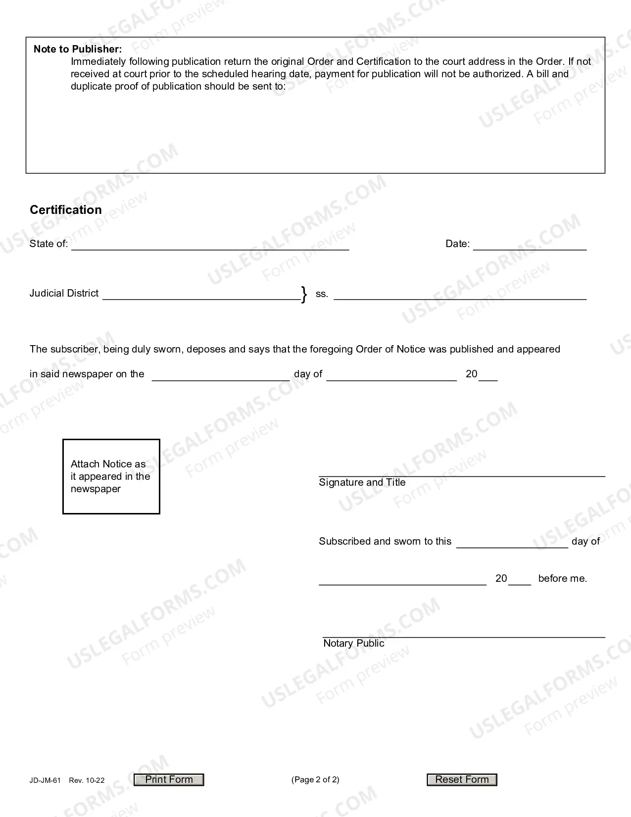 Preview Order of Notice
