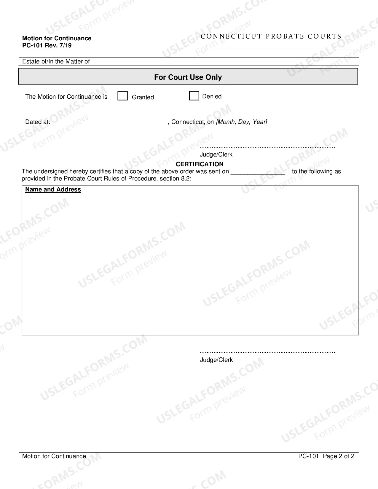 Preview Motion for Continuance