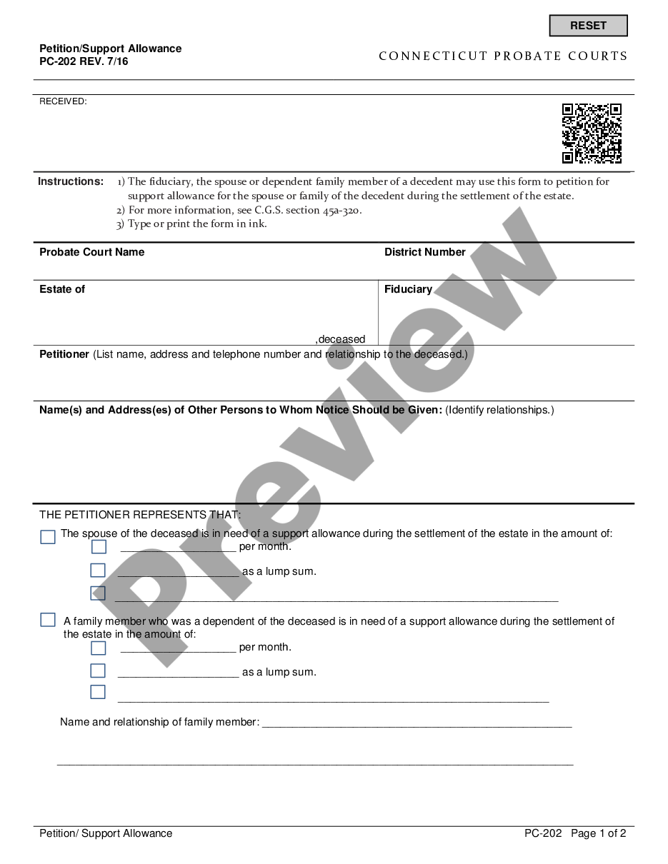 page 0 Application and Decree for Support Allowance preview