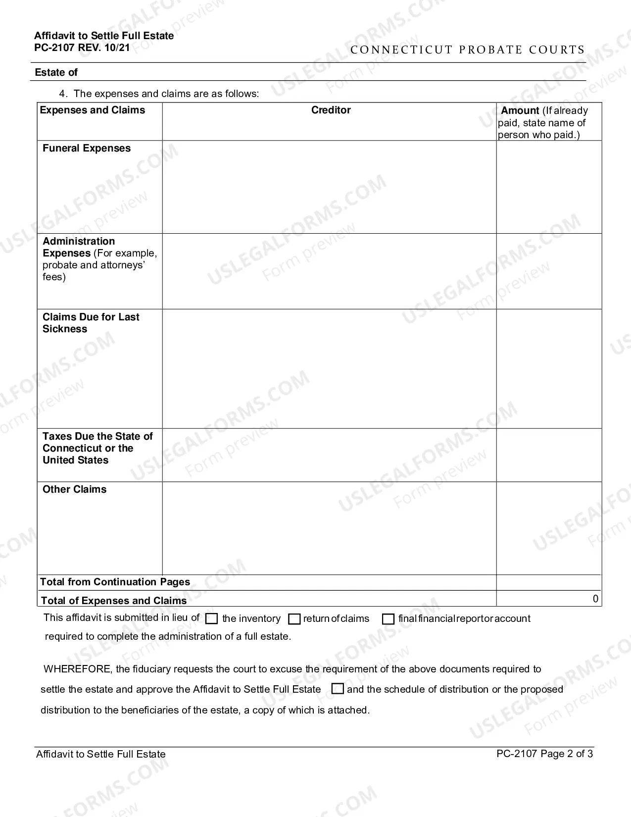 Preview Affidavit in Lieu of Administration to Settle Full Estate