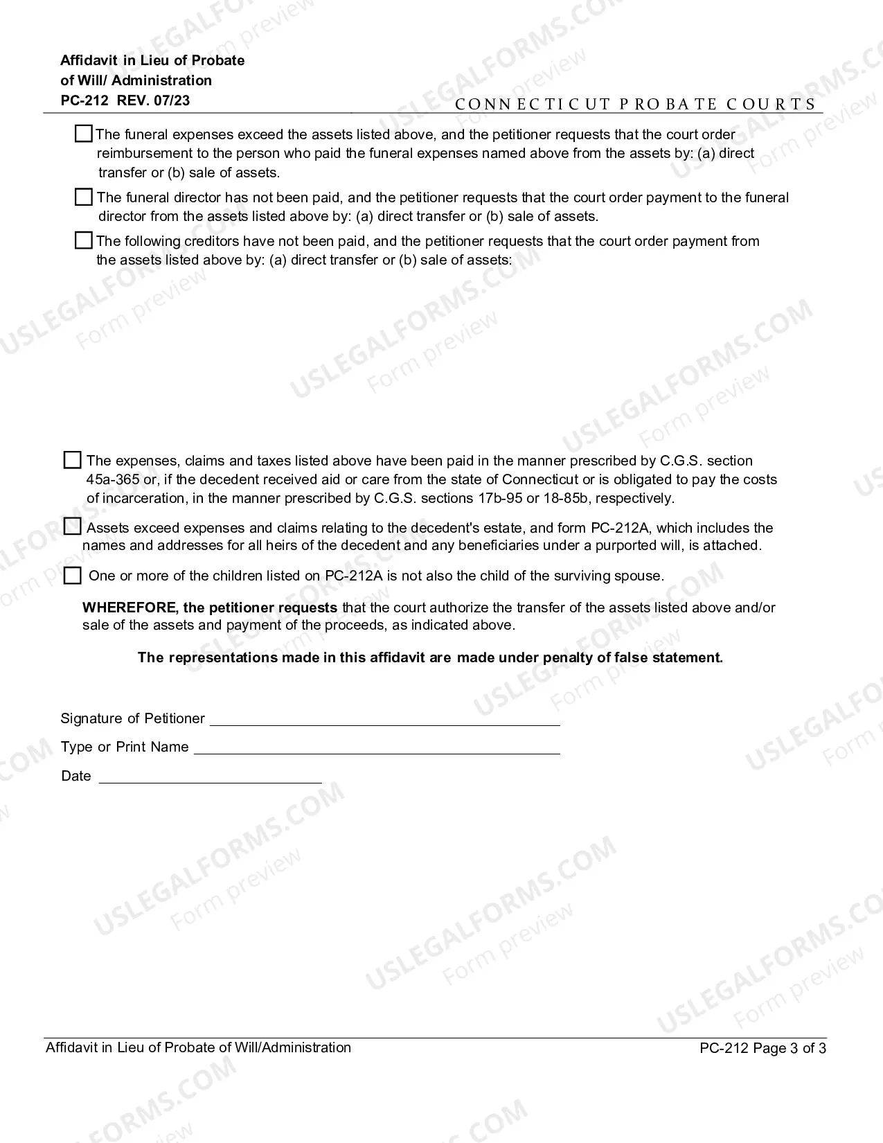 Preview Affidavit in Lieu of Probate of Will/Administration