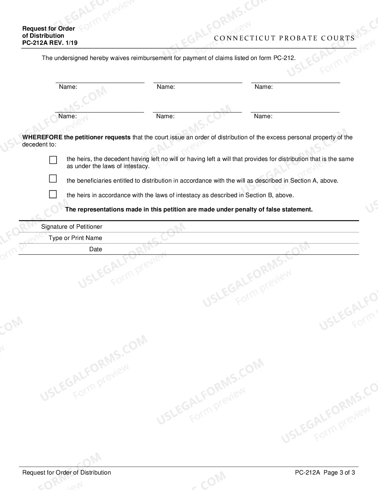 Preview Request for Order of Distribution