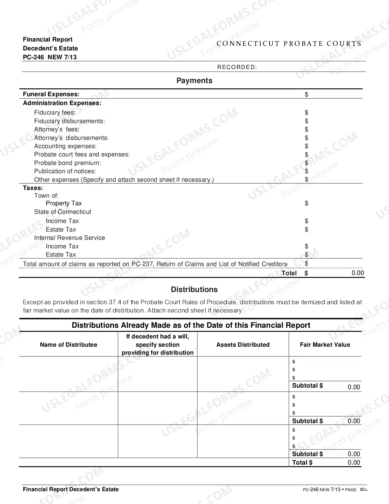Preview Financial Report Decedent's Estate