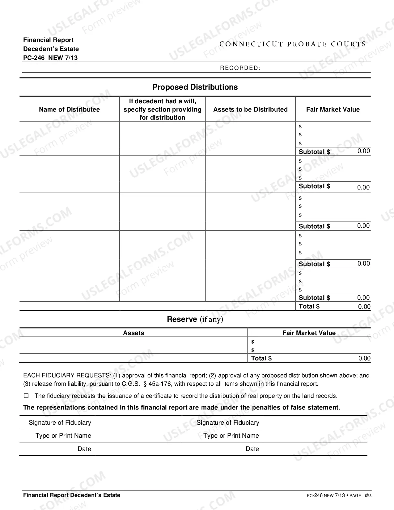 Preview Financial Report Decedent's Estate