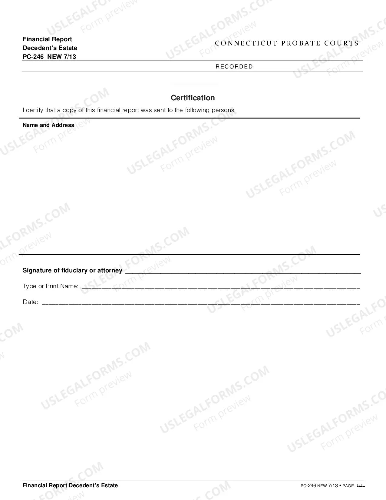 Preview Financial Report Decedent's Estate